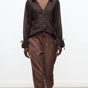 Zara Brown Flowing Joggers size M